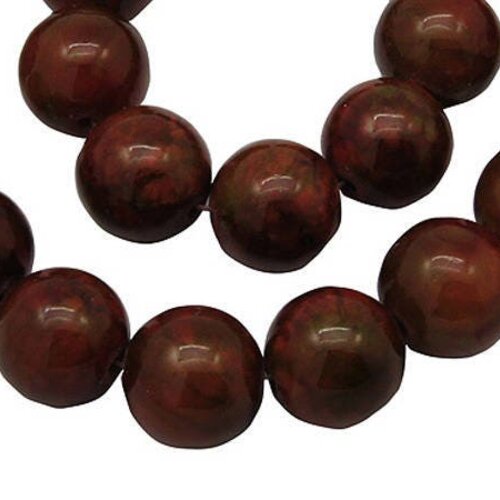 Perle mashan jade naturelle,teint marron chaud,rond,8 mm,lot de 10 pcs
