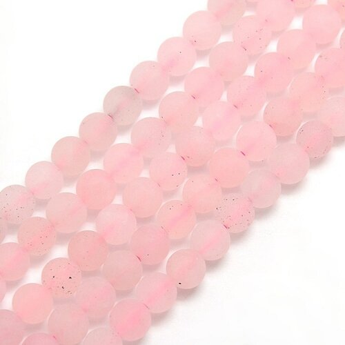 Perle quartz rose mat naturelle ronde,dépolie,8 mm trou: 1 mm ,lot de 10 pcs