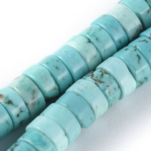 Perle en turquoise naturelle de tanzanie ,heishi,disque,8 mm, trou 1mm,lot de 20 perles