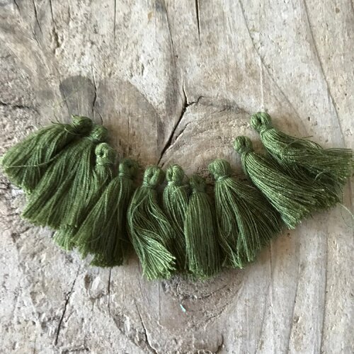 Pompon vert,fil de coton,30x5mm,lot de 10 pcs