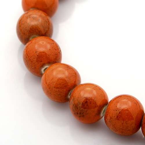 Perle céramique du pérou,ronde,8 mm trou 2 mm,lot de 10 perles