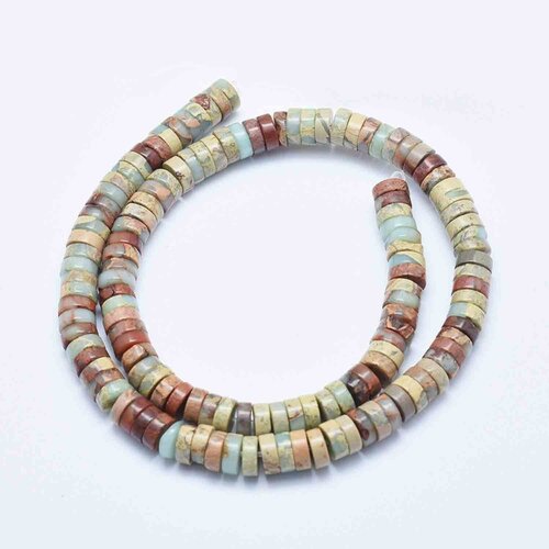 Perles serpentine plat rond naturelle 8 mm,lot de 20 perles