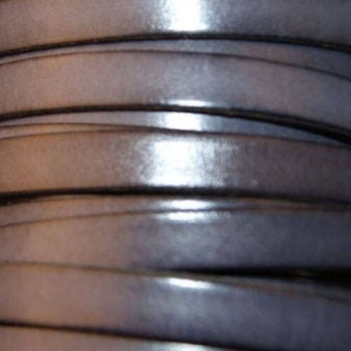 Cuir lanière 10 mm plat gris,vendu par 20 cm