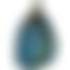 Pendentif chrysocolle naturelle et lapis lazuli et sa bélière acier inoxydable,5 cm de long