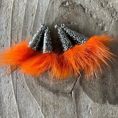 Pendentif boule de fausse fourrure,lot de 4