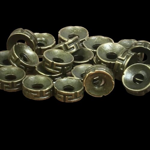 Perle intercalaire,heishi,métal bronze,7.5x3mm, trou: 2 mm,lot de 20 pcs
