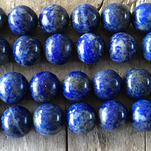 Perle lapis lazuli du myanmar, grade a,ronde,10 mm,bleu,lot de 10 perles