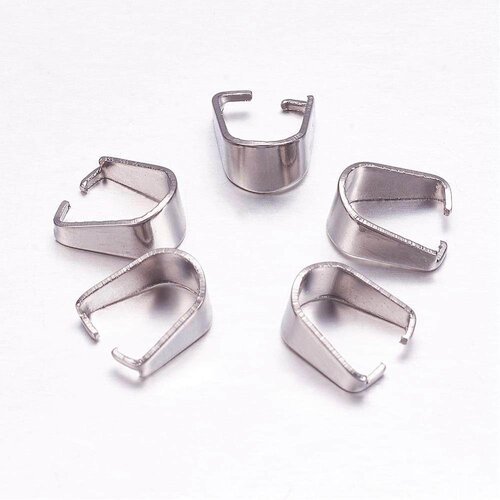 Bélière snap on en acier inoxydable 304, bélières pendentif,10x8.5x5mm,lot de 10