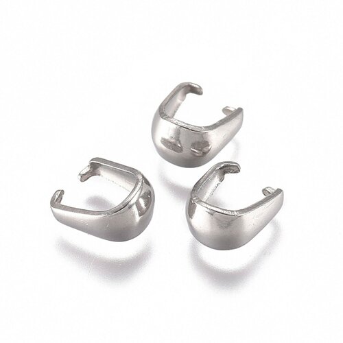 Bélière snap on en 304 acier inoxydable, bélières pendentif, couleur inoxydable, 7 mm,lot de 10