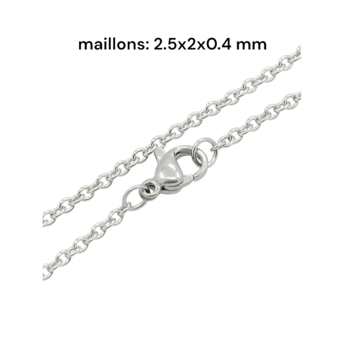 Collier en acier inoxydable 45 cm,vendu par deux