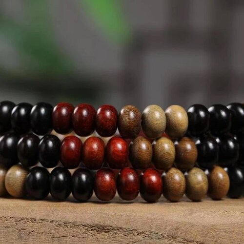 Perles de bois de santal bouddhiste multicolore,donut,8 mm,lot de 20 perles