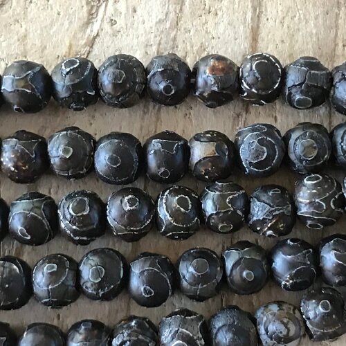 Perle tibétaine dzi agate naturelle, 8 mm,lot de 10 pcs