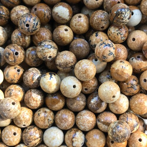 Perles jaspe paysage,rond,6 mm,lot de 20 perles