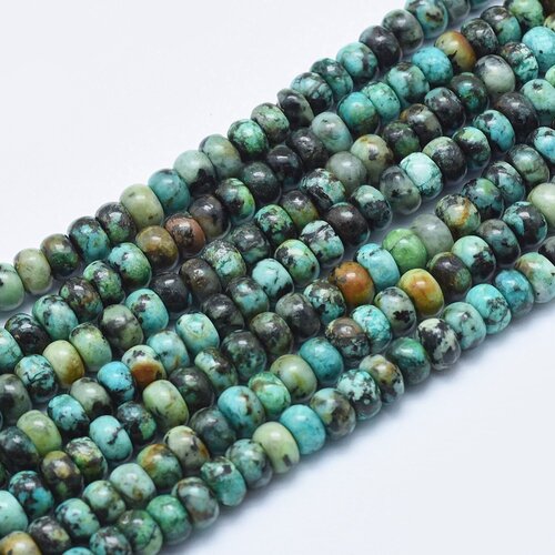 Perles en turquoise africaine naturelle ,6x3~4mm, trou 1mm,lot de 20 perles