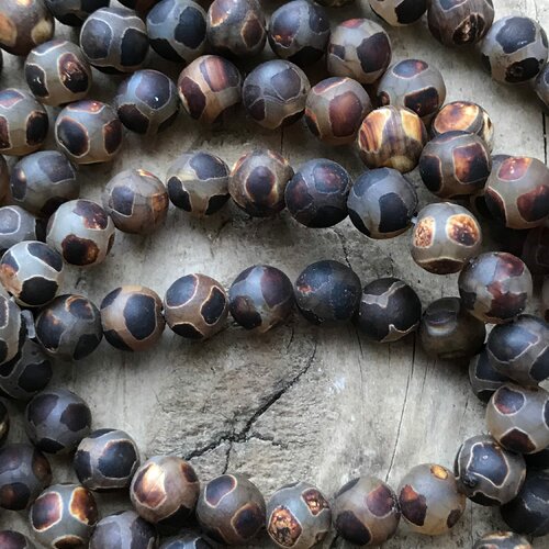 Perle tibétaine dzi agate naturelle,10 mm,lot de 10 pcs