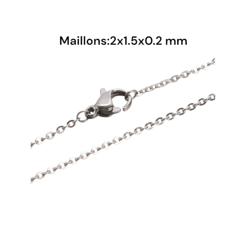 Collier en acier inoxydable 45 cm,vendu par deux
