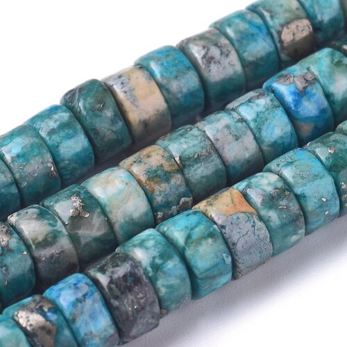Perles en turquoise africaine pyrite naturelle ,6x3mm, trou 1mm de 20 perles