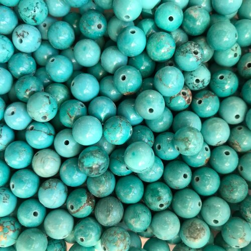 Perle de turquoise naturelle du mexique,ronde,6mm,lot de 20