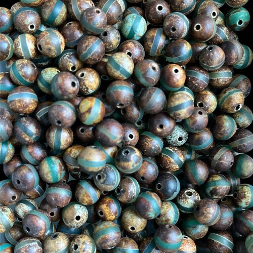 Perle dzi agate tibétaine,8mm,ronde,lot de 10 perles