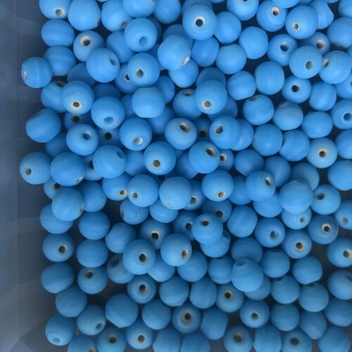 Perle en verre,artisanat inde,bleu turquoise,ronde,7 mm,lot de 20 perles