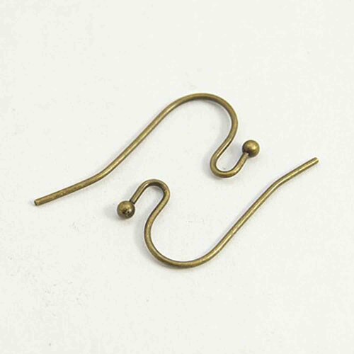 Crochet en laiton earwire,lot de 20 paires bronze, environ 11 mm de large, longueur de 22 mm, épaisseur de 0.75 mm