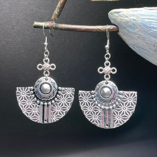 Kit boucles d'oreilles motif japonais,crochet acier inoxydable