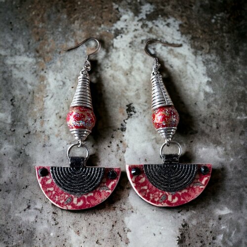 Kit boucle d'oreille japonaise,perle verre indien,crochet argent 925