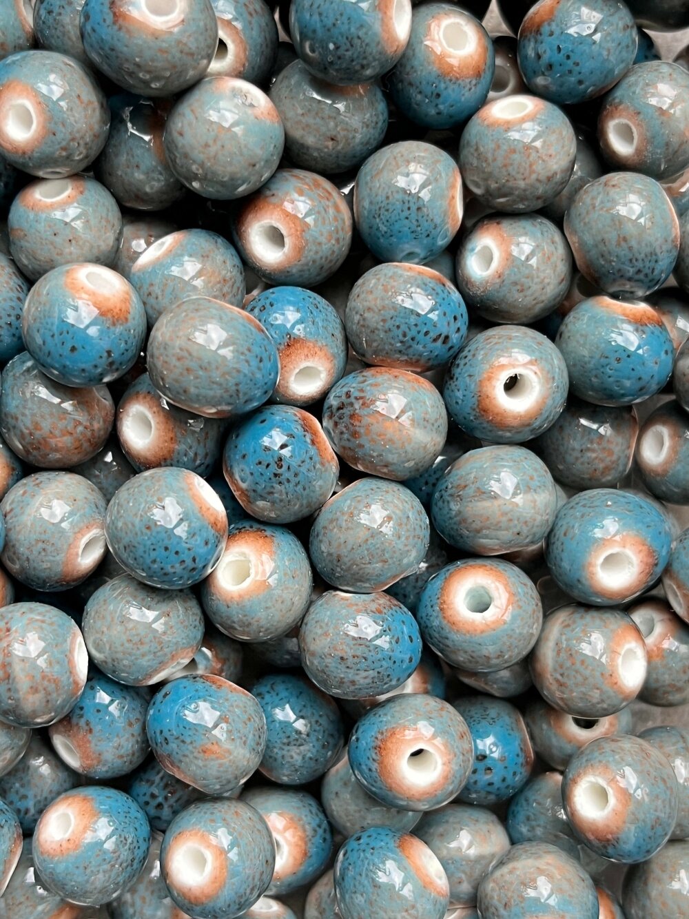 Perle céramique du pérou,mixt couleur,10 mm trou 2 mm,lot de 10 perles - Un  grand marché