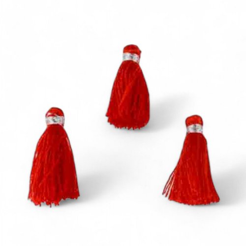 Pompons rouge en textile,lot de 10