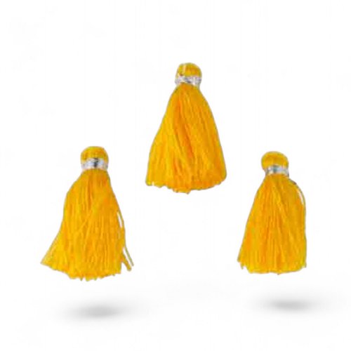 Pompons jaune en textile,lot de 10