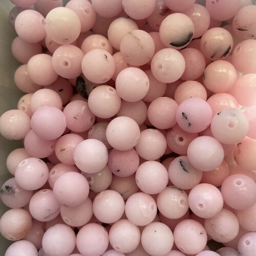 Perle jaspe fleurde cerisier,naturel,mat,dépolie,10mm,ronde,lot de 10 perles