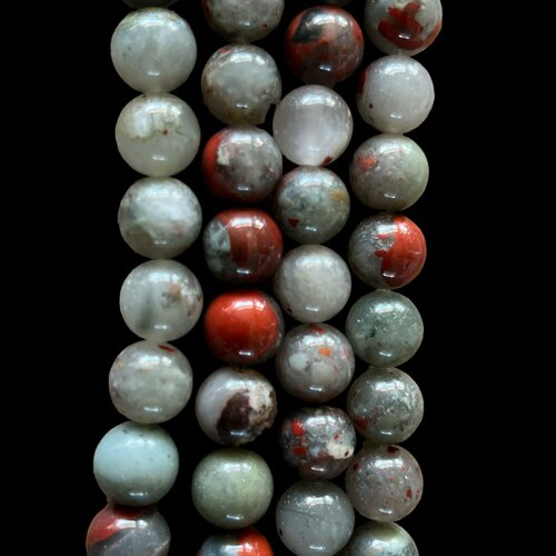 Perle natural african blood stone ,héliotrope,8 mm,lot de 10 pcs