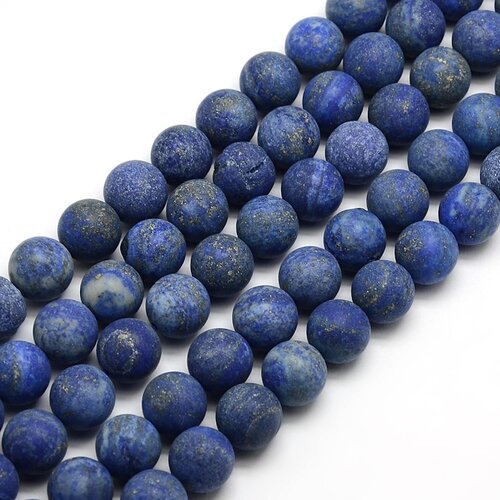 Perle lapis lazuli,mat,dépolie,naturelle ,6mm,ronde,lot de 20 perles