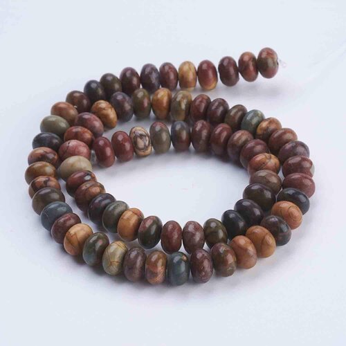 Perles jaspe picasso abacus naturelle 8,5 mm,lot de 20 perles