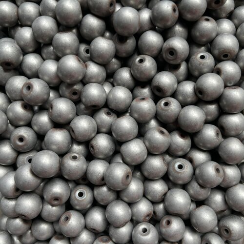 Perle hématite argent mat rond,8 mm,lot de 10 perles