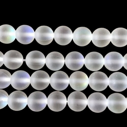 Perle de cristal pierre de lune givré,perles holographiques,10 mm,lot de 10 perles