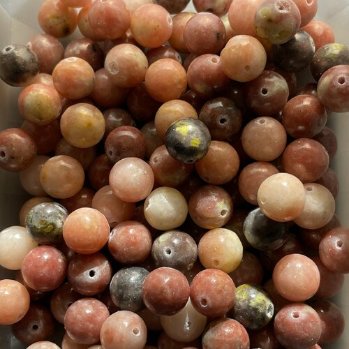 Perle agate fleurs de cerisier naturelles, ronde, colorées, 10.5mm, trou 1.5mm,lot de 10 pcs