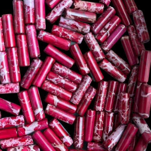Perle tube jaspe impérial,lot de 20 perles