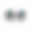 Perle indonésienne barillet,couleur argent et turquoise,lot de 5