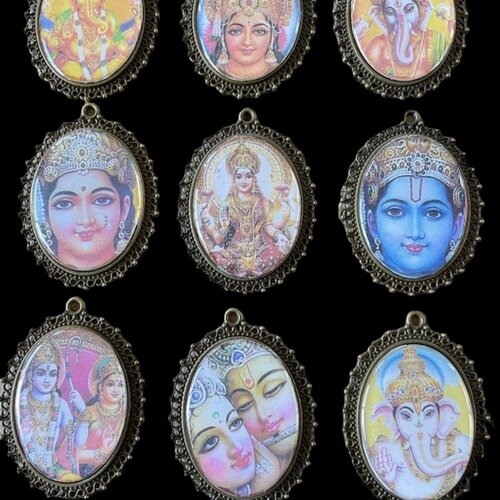 Pendentif amulette indienne,cabochon de silicone,modèle au choix