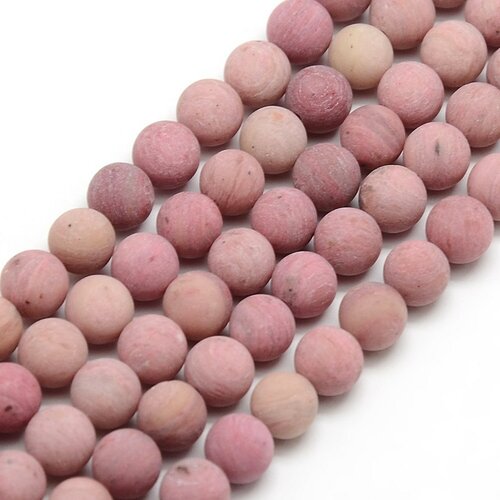 Perle rhodonite mate naturelle d'argentine,rond,8 mm,lot de 10