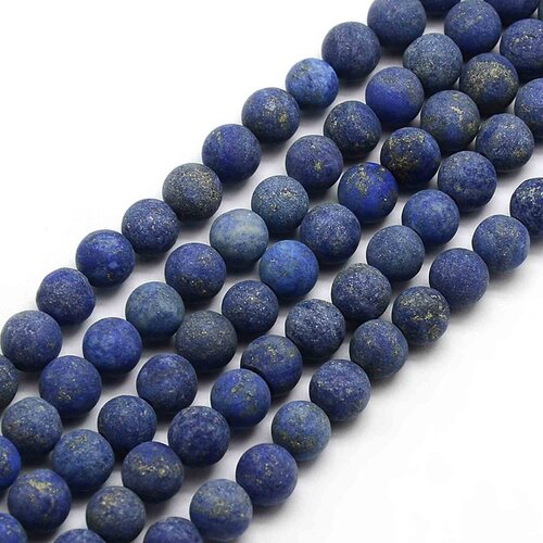 Perle lapis lazuli mat,ronde,8mm,bleu,lot de 10 perles