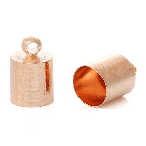 Embout pour cordon ou cuir,métal or rose trou : 6.5mm,lot de 60pcs