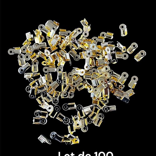 Embout en métal doré pour cuir ou cordon de 3 mm,lot de 100 pcs
