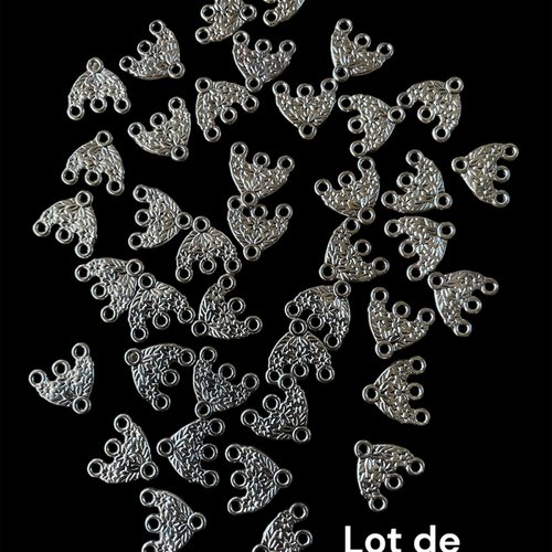 Pendentif connecteur  ouvragé métal  argent  lot de 40