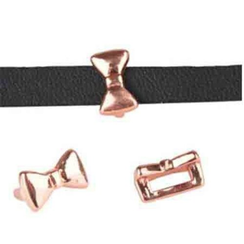 Passe cuir petit noeud pour cuir 5 mm en métal or rose,lot de 52