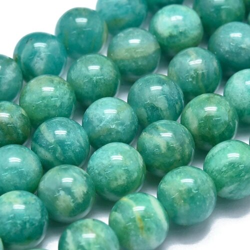 Perle amazonite du colorado grade a,ronde 7 mm, lot de 10 perles