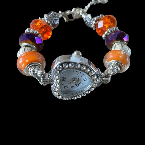 Kit montre bracelet coeur en perles européennes et strass
