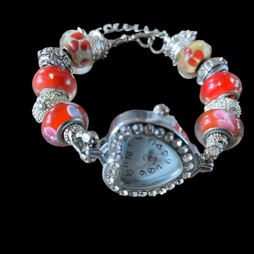 Kit montre bracelet coeur en perles européennes et strass