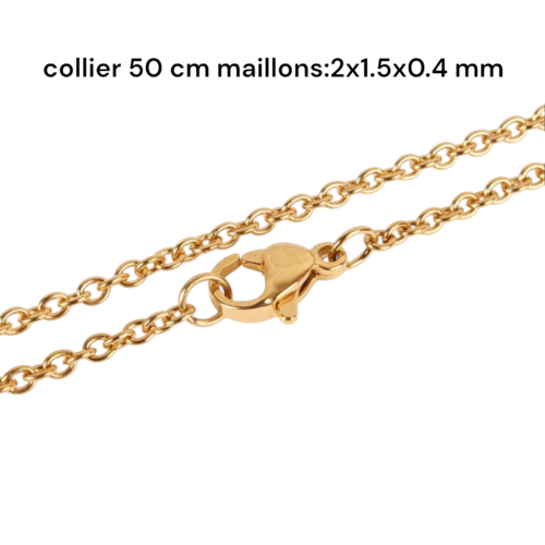 Collier 50 cm en acier inoxydable or,vendu par deux